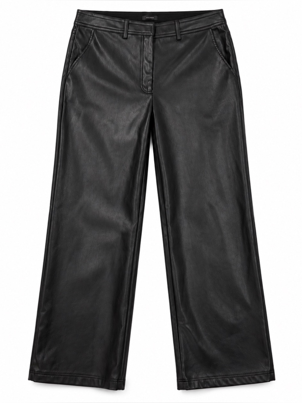 Halogen Black Faux Leather Wide Leg Pants Size 10 Cropped